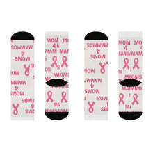 Load image into Gallery viewer, Breast Cancer Awareness Crew Socks | Support Moms 4 Mammos, Gifts for Her, Comfortable Socks, Cancer Awareness Gifts, Cozy Socks
